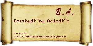 Batthyány Acicét névjegykártya